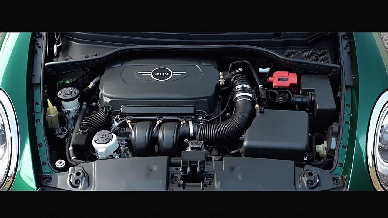 Gros plan sur le moteur compact d'une voiture moderne